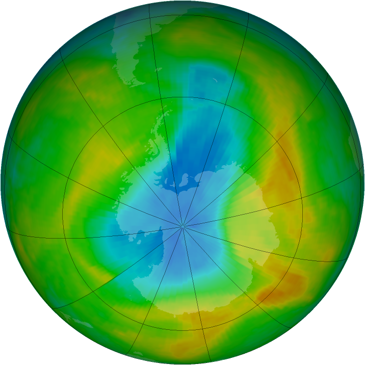 Antarctic ozone map for 16 November 1982
